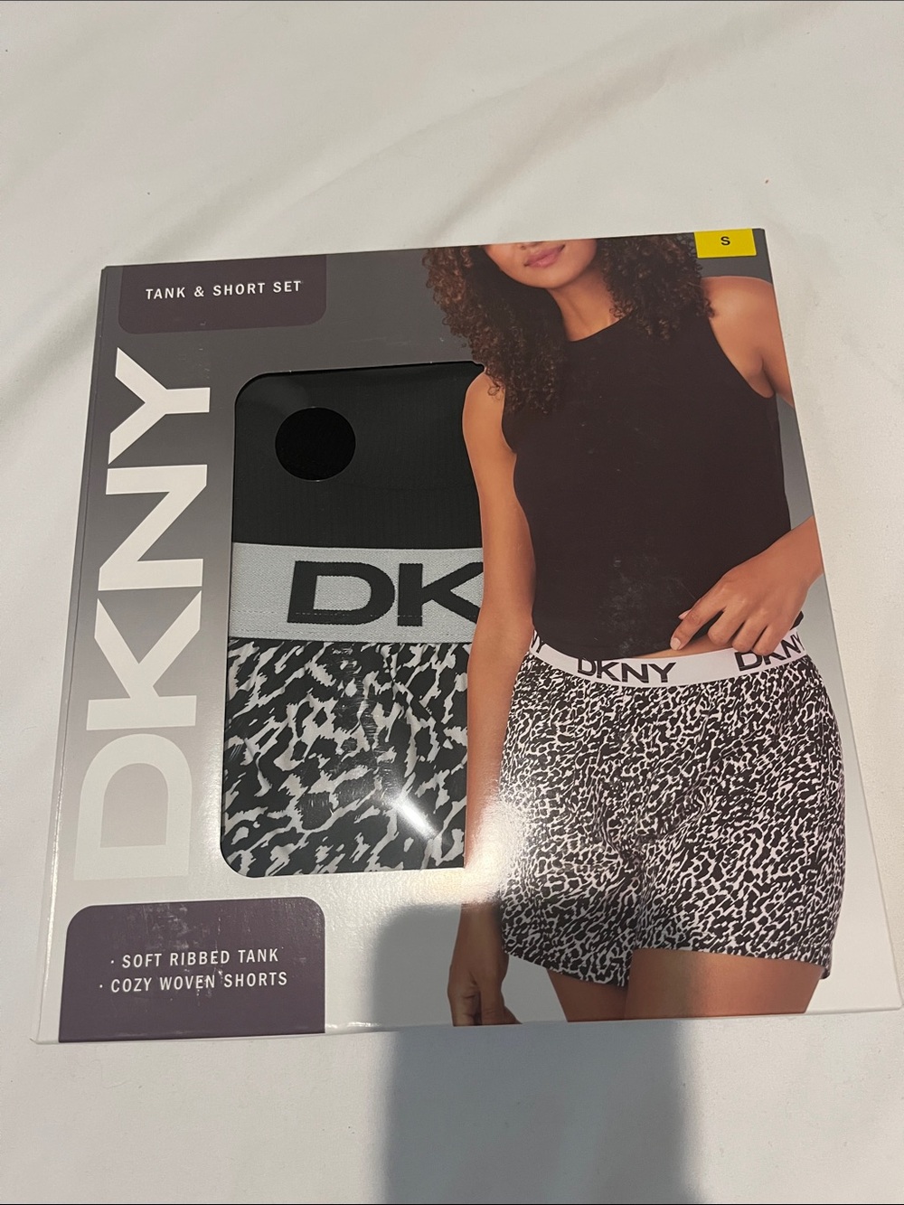 Dkny Black Tank & Black and White Leopard Boxer Short Set